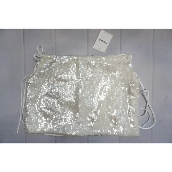 Forever 21 Womens White Sequin Mini Skirt – Size M NWT - Picture 4 of 11